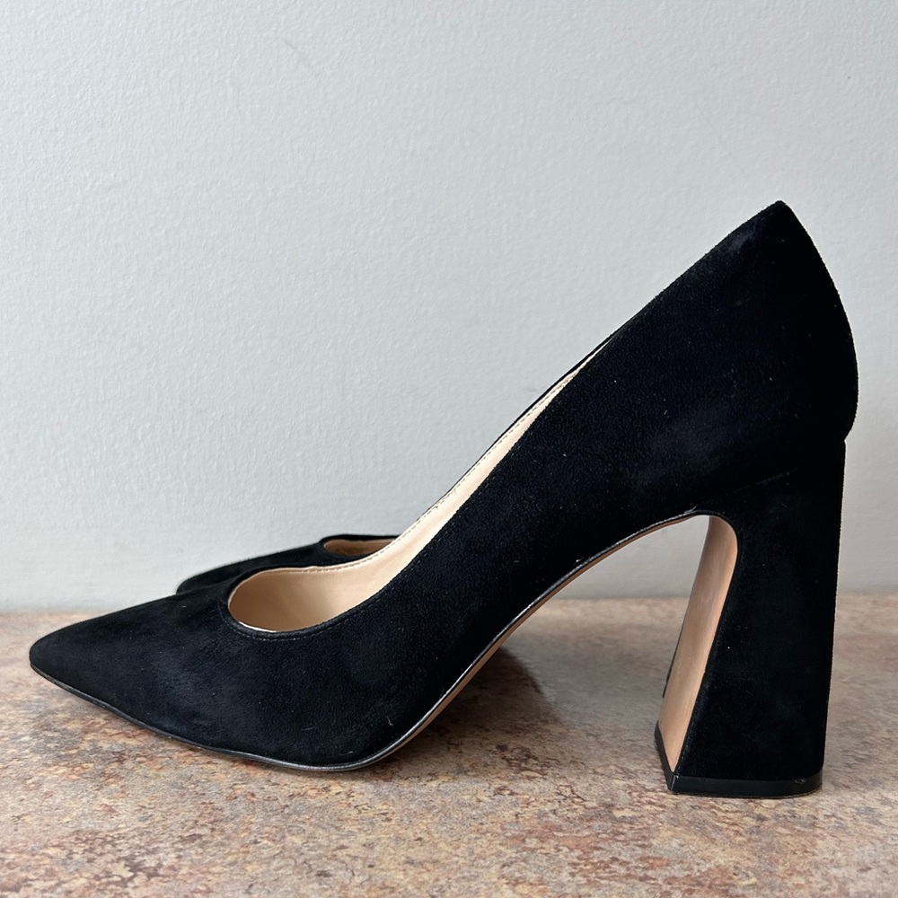 Vince Camuto Black Suede Ableen Block Heels size 8.5 - Picture 4 of 7